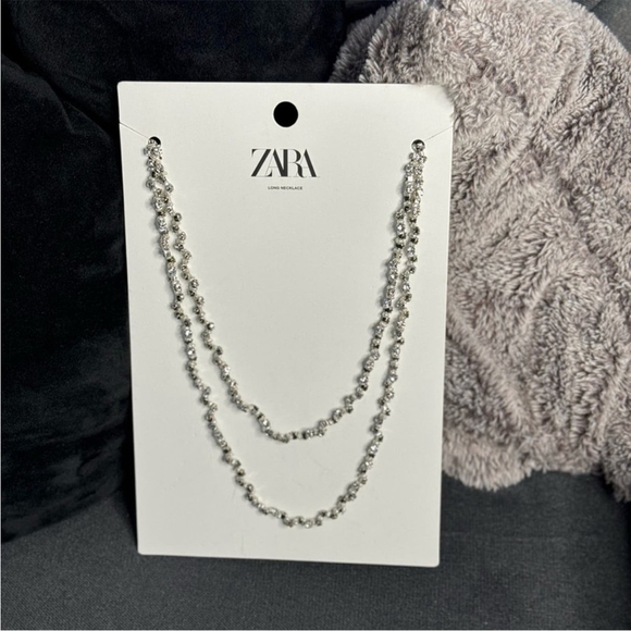 Zara Rhinestone Pearl Double Long Necklace REF. 4548/302 NEW - Picture 8 of 9